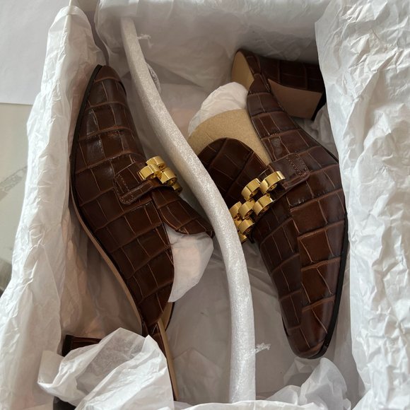 Veronica Beard Bera Chain Loafer Mule in Espresso 9 - Picture 9 of 9